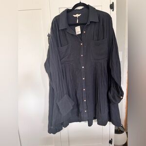 Free People Dress Womens Medium Black Voyager Shirt
Mini Tunic Oversized Cotton